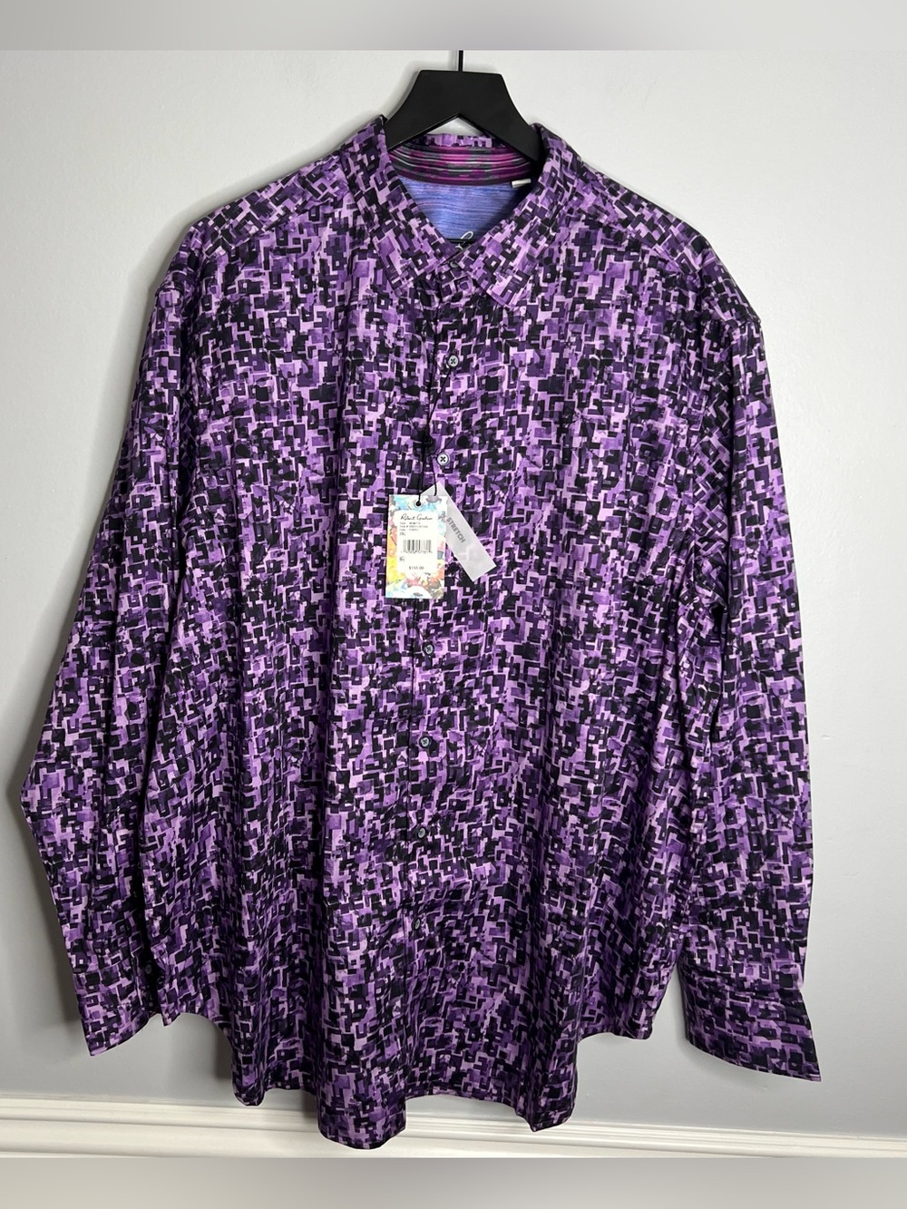 Robert Graham Monetta Long Sleeve Button Down Shirt Mens XXL Purple NWT